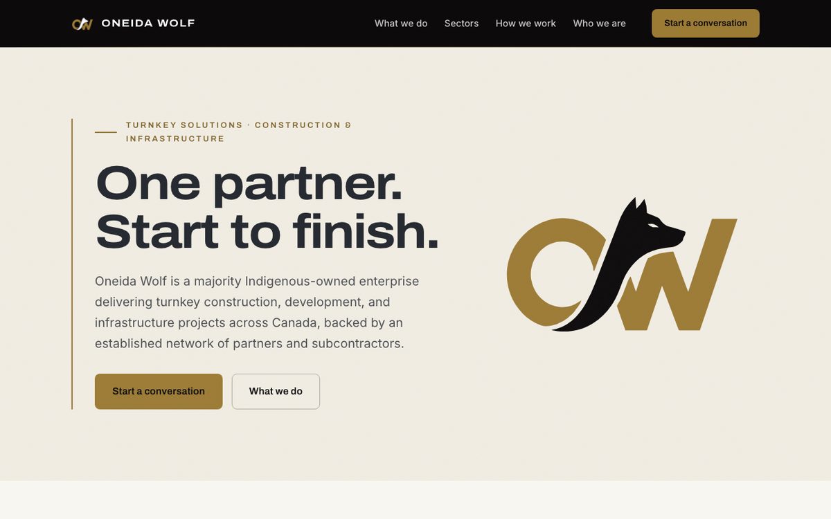 Home page of the Oneida Wolf website, built by Papa AI